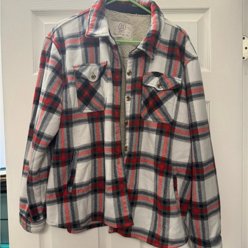 Plaid Women's Jacket - Red, Black, and White - Picture 1 of 3